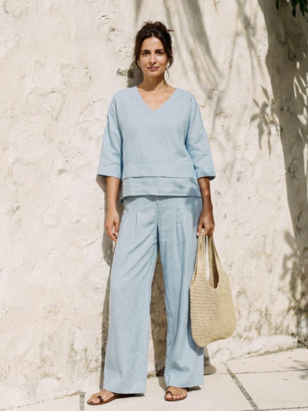 *NEW* Lintico 100% Linen Drop Shoulder Asymmetric Layered Hem Overtop VIOLA